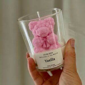 teddybeer kaars in glas