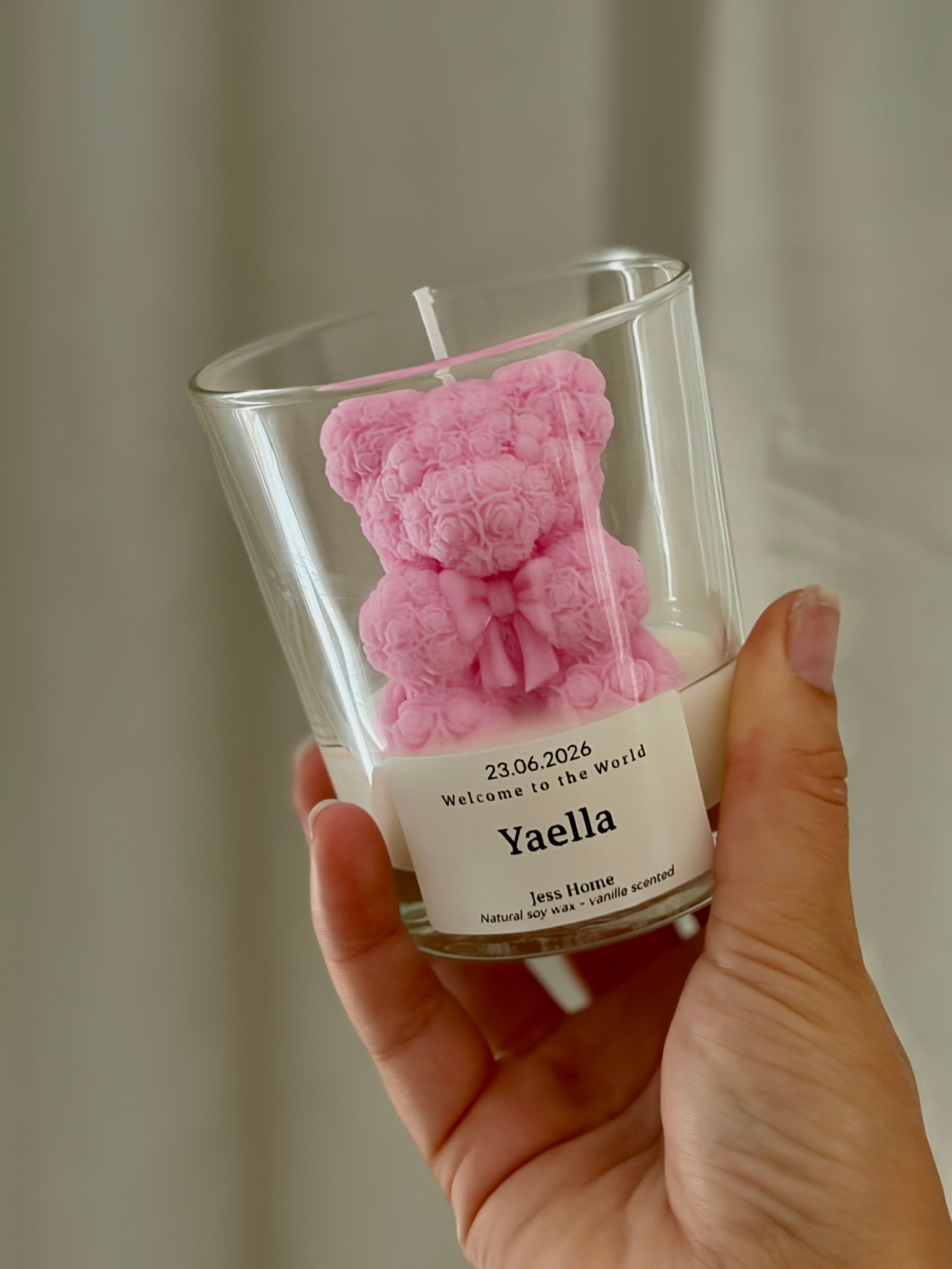 teddybeer kaars in glas