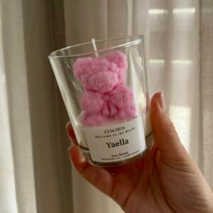 teddybeer kaars in glas