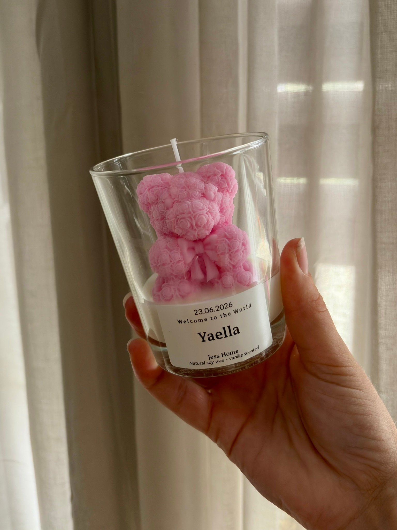 teddybeer kaars in glas
