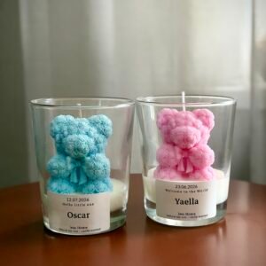 teddybeer kaars in glas