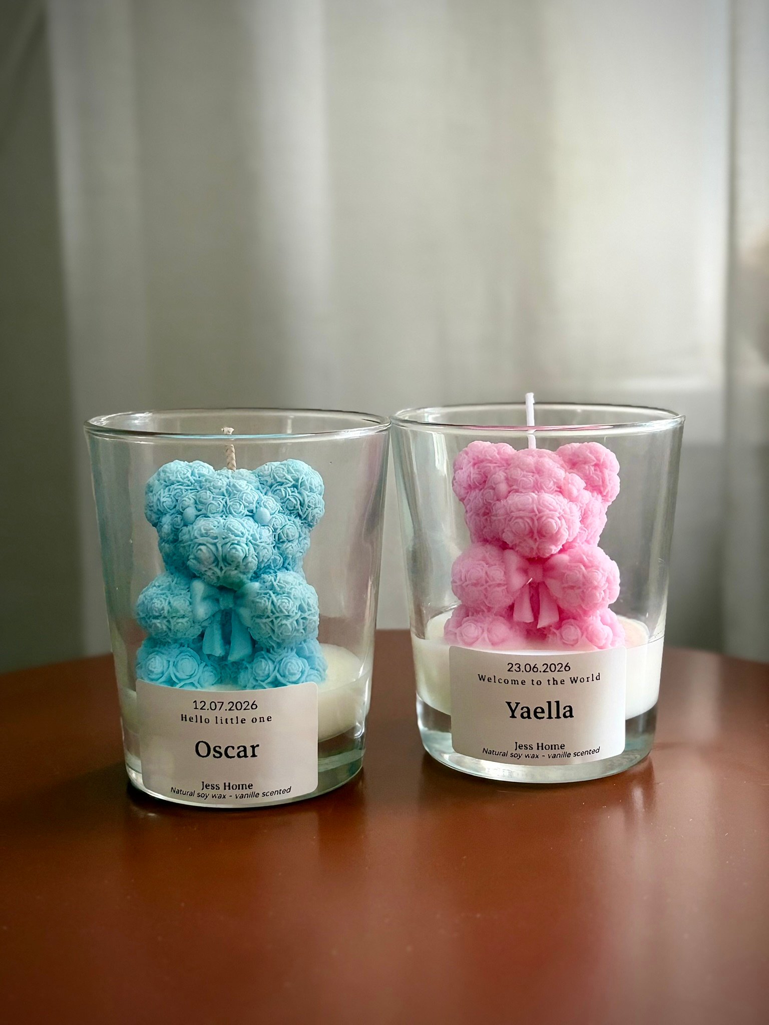 teddybeer kaars in glas